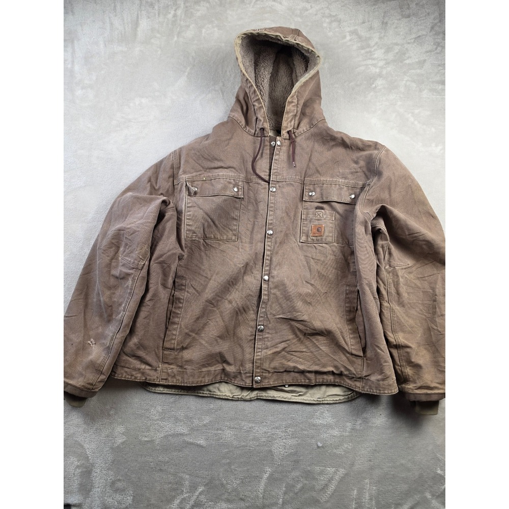 Carhartt Canvas Jacket J284 Mens 2XL FWD Firewood Sherpa Lined Workwear